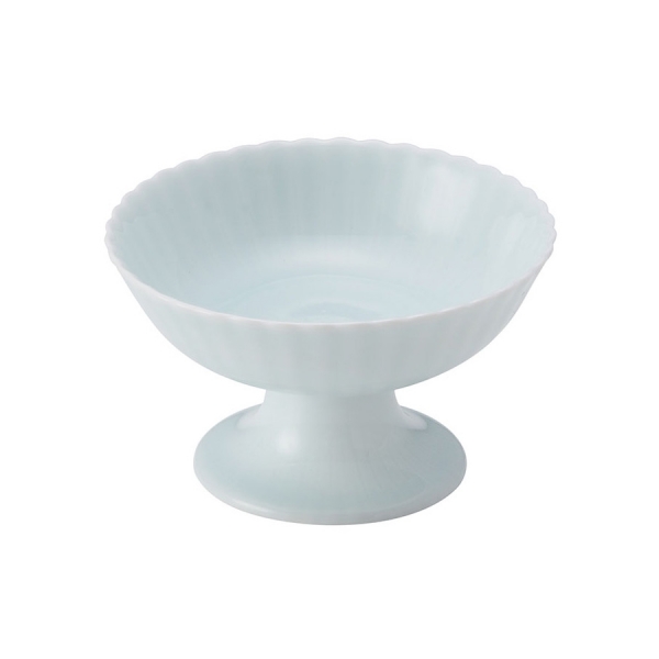 青白磁二重菊高台小鉢