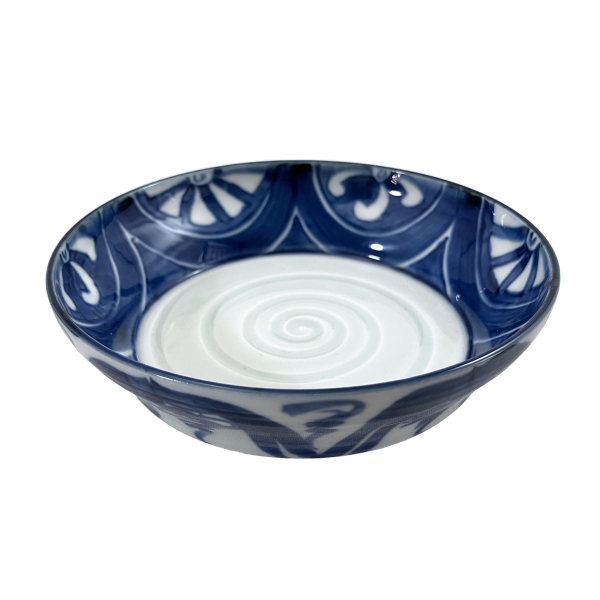 古染風車紋渦彫駒型向付