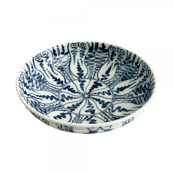 染付よろけ紋4.8浅鉢