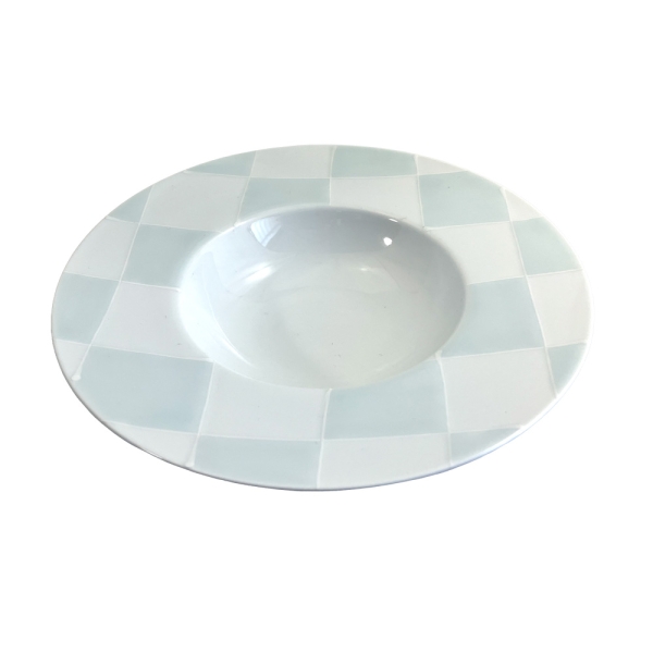 青磁市松（一珍格子）広渕皿