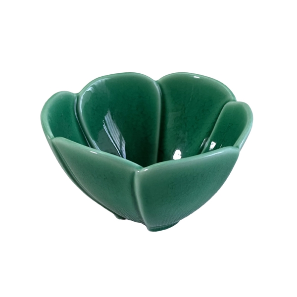 緑釉彩花型小付（大）