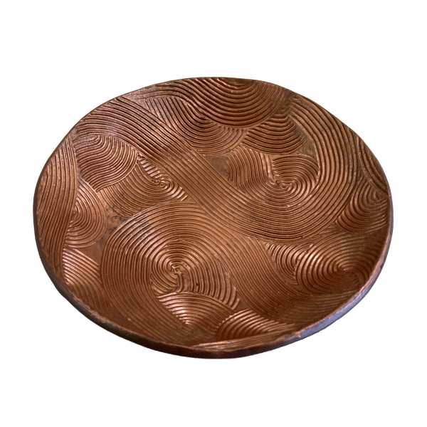 銅器彩波彫五寸皿